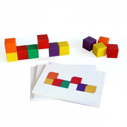 GEOMETRIE 76 cubes+30 fiches modèles Kiddicraft - 1