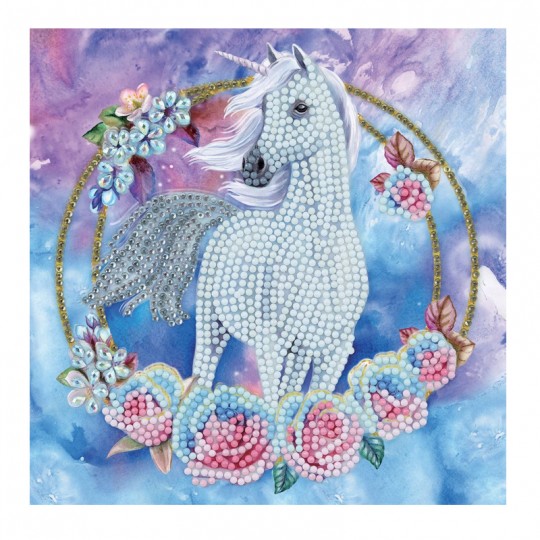 CRYSTAL ART Kit carte broderie diamant 18x18cm-Licorne en fleurs Crystal Art - 1