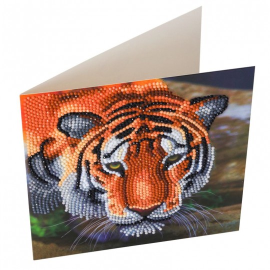 CRYSTAL ART Kit carte broderie diamant 18x18cm-Tigre Crystal Art - 1