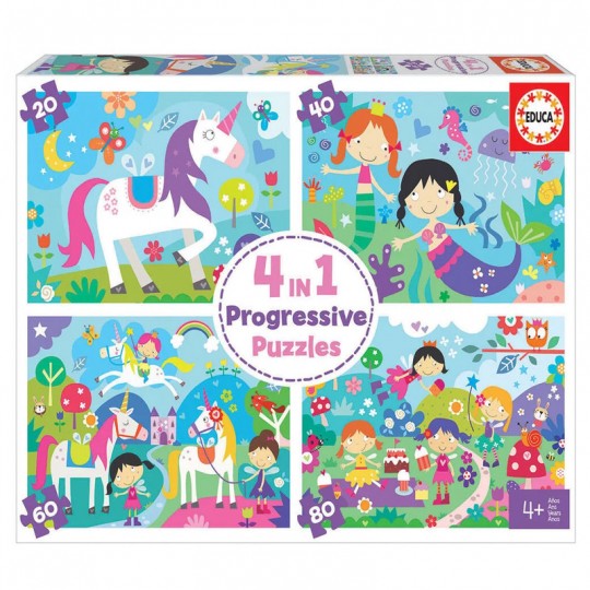 Coffret 4 in a Box Puzzles Monde de la Fantaisie 20+40+60+80 pcs - Educa Educa - 1