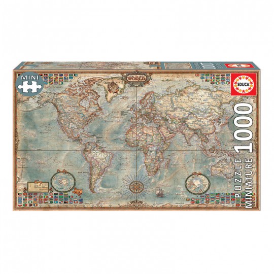 Puzzle 1000 pcs Le monde, carte politique « Miniature » - Educa Educa - 1