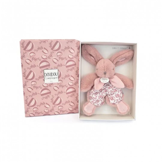 DOUDOU lapin rose poudré : Doudou plat 18 cm - Doudou et Compagnie Doudou et compagnie - 1