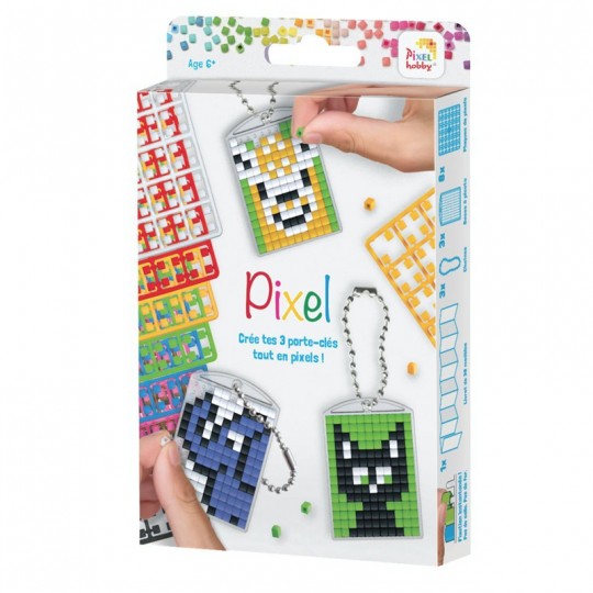 PIXEL Kit créatif 3 porte-clés + livret 38 modèles - Animaux Pixel - 1