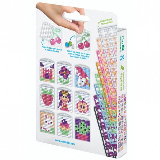 PIXEL Kit créatif 3 porte-clés + livret 38 modèles - Girly Pixel - 1