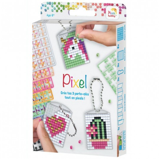 PIXEL Kit créatif 3 porte-clés + livret 38 modèles - Girly Pixel - 2