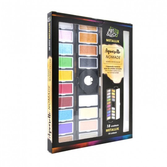 ART & GO Palette Aquarelle nomade Accordéon - 18 couleurs METALLIK Art&Go - 1