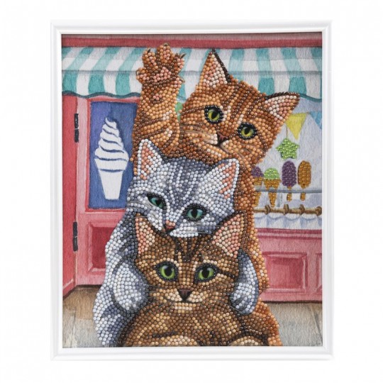 CRYSTAL ART Kit broderie diamant avec cadre blanc 21x25cm - Chatons Crystal Art - 1