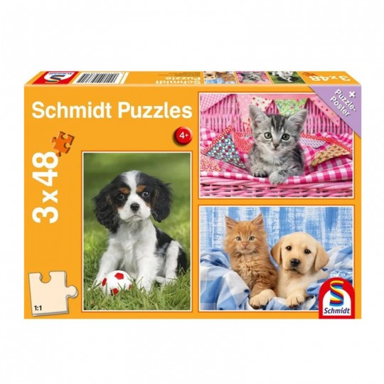 Puzzles 3 x 48 pcs Mes chiots et chatons préférés - Puzzles Schmidt Schmidt - 1