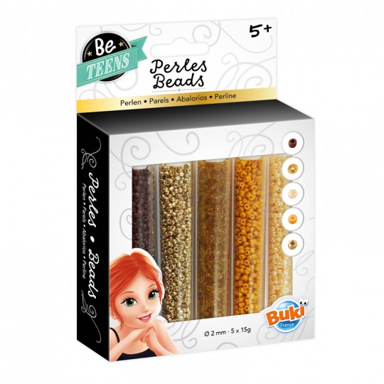 Be Teens : Tubes perles marron/doré - Buki Buki France - 1