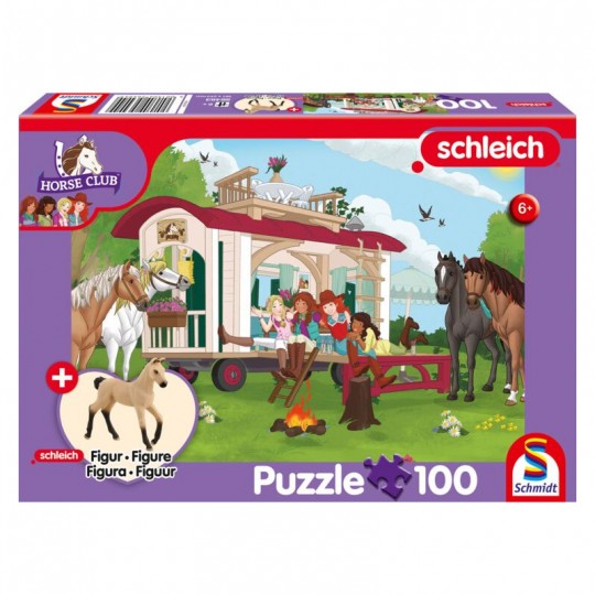 Puzzle 100 pcs Horse Club, En roulotte : Autour du feu de camp avec figurine - Puzzles Schmidt Schmidt - 1