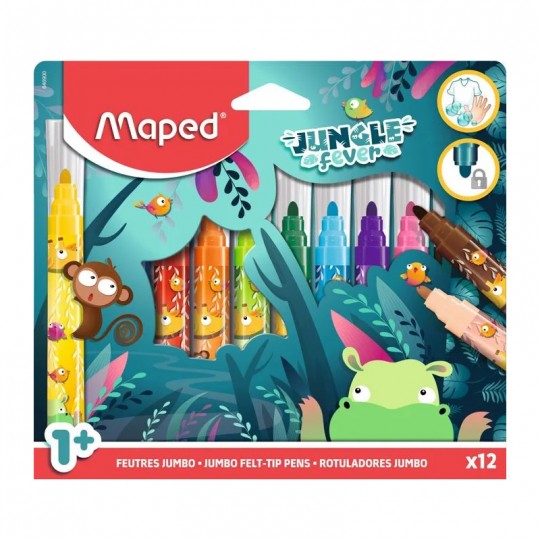 Pack 12 feutres Jumbo Jungle Fever - Maped Maped - 1