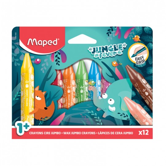 Pack 12 crayons de cire Jumbo Jungle Fever - Maped Maped - 1
