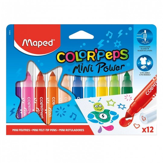 Pack 12 feutres Mini Power Color'Peps - Maped Maped - 1