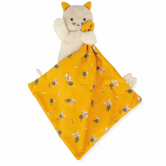 Doudou chat Carré douceur Jaune - Kaloo kaloo - 2