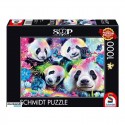 Puzzle 1000 pcs Pandas fluo - Puzzles Schmidt