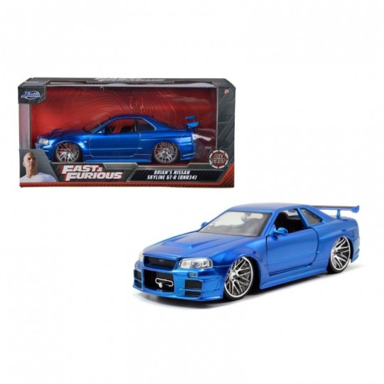 Miniature 1:24 Fast & Furious Nissan Skyline GT-R R34 bleu 2002 - Jada Toys Jada Toys - 1