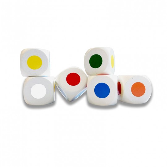 6 Dés couleurs, 6 faces, 30 mm blanc - HOT Games Hot Games - 1