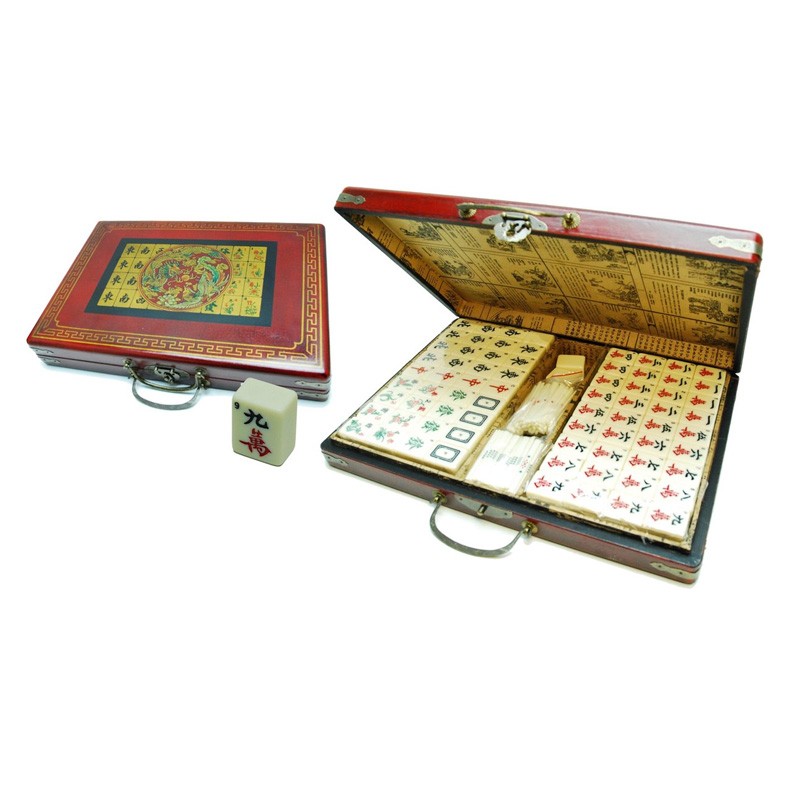 Boite de Mah-Jong coffret Rouge XL Résine 40 x 29cm - HOT Games