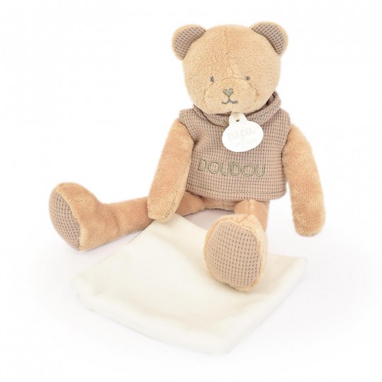 Les Sweety : Doudou Ours marron avec mouchoir 25 cm - Doudou et Compagnie Doudou et compagnie - 1