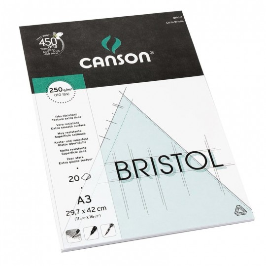 Bloc 20 feuilles Canson A3 Bristol 250G/M² Canson - 1