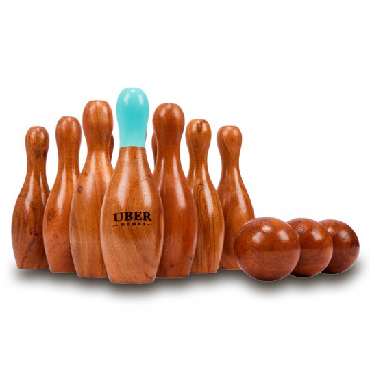 Quilles en bois Bowling Vernis + sac rangement Uber Games - 2
