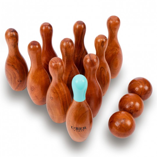 Quilles en bois Bowling Vernis + sac rangement Uber Games - 3