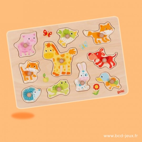 Puzzle à boutons Bébé animaux 10 pcs - Goki Goki - 2