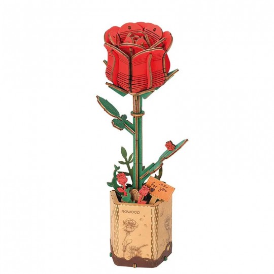 Red Rose / Rose rouge - Puzzle 3D en bois ROWOOD RoWood - 1