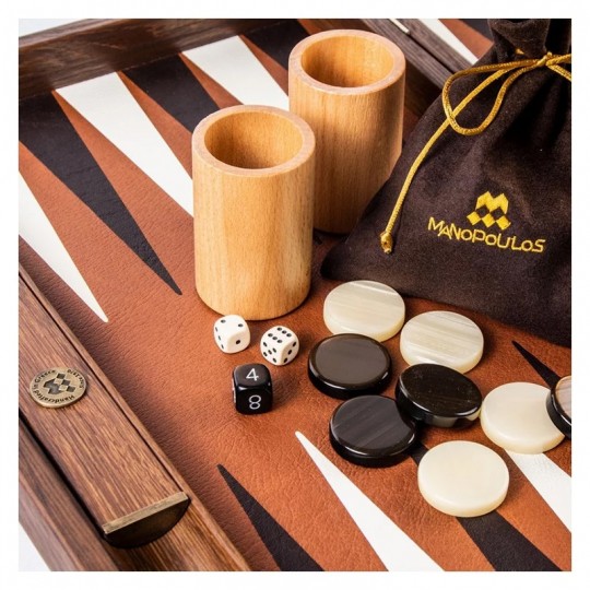 Backgammon Manopoulos cuir synthétique Caramel 48 cm Luxe Manopoulos - 2