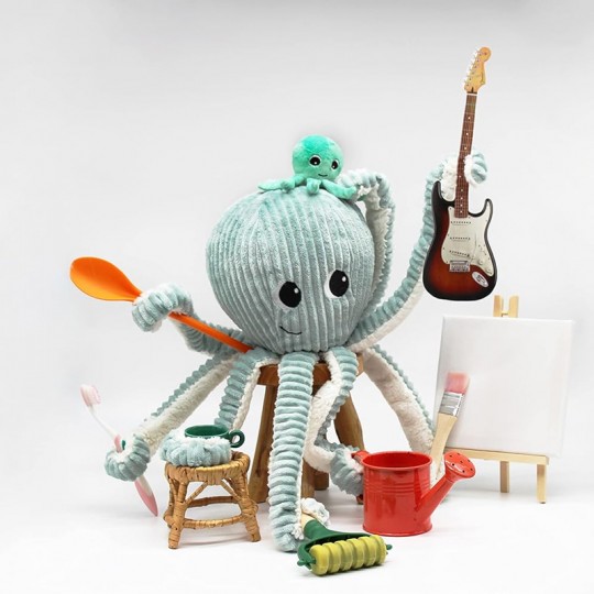 Peluche Les Ptipotos : Pieuvre Filou maman et son bébé menthe Les Déglingos - 2
