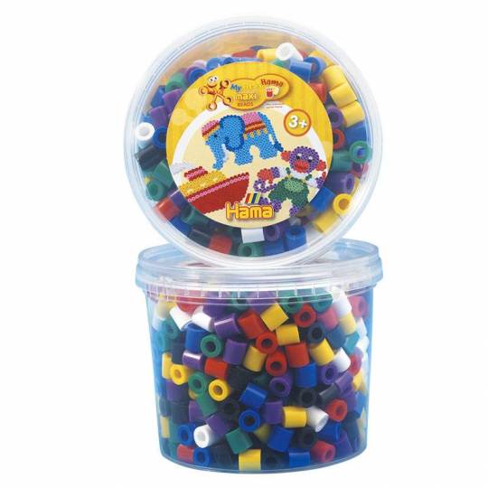 Hama Maxi - Pot de 600 Perles couleurs vives Hama - 1
