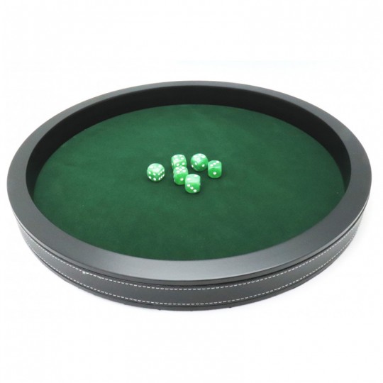 Piste de dés Philos verte et jante cuir synthétique 40 cm avec  5 dés Wilson Jeux - 1