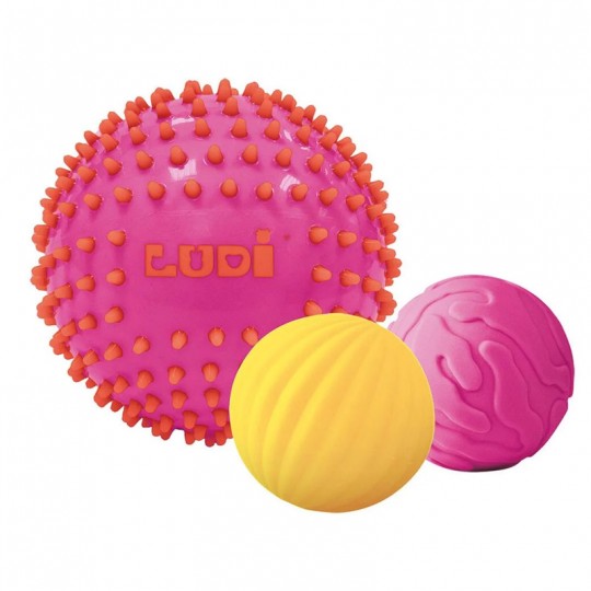 3 Balles sensorielles Roses et Jaunes - Ludi LUDI - 1