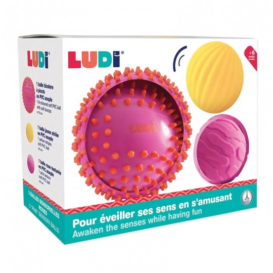 3 Balles sensorielles Roses et Jaunes - Ludi LUDI - 2