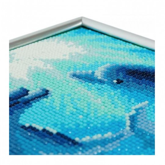 CRYSTAL ART Kit broderie diamant avec cadre blanc 21x25cm - Dauphins Danse Crystal Art - 2
