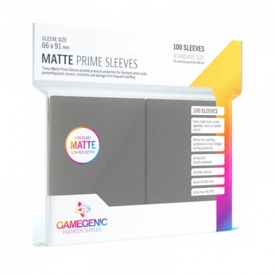 GG : 100 Sleeves Matte Prime Dark Gray Gamegenic - 1