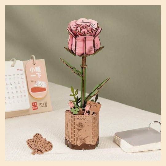 Pink Rose / Rose - Puzzle 3D en bois ROWOOD RoWood - 2