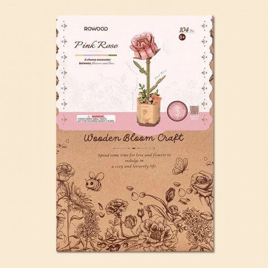 Pink Rose / Rose - Puzzle 3D en bois ROWOOD RoWood - 4