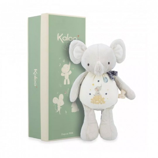 Peluche sonore Éléphant gris 28 cm Petites Chansons - Kaloo kaloo - 1