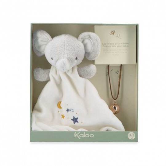 Coffret bola et doudou Éléphant gris 23 cm Petites Chansons - Kaloo kaloo - 1