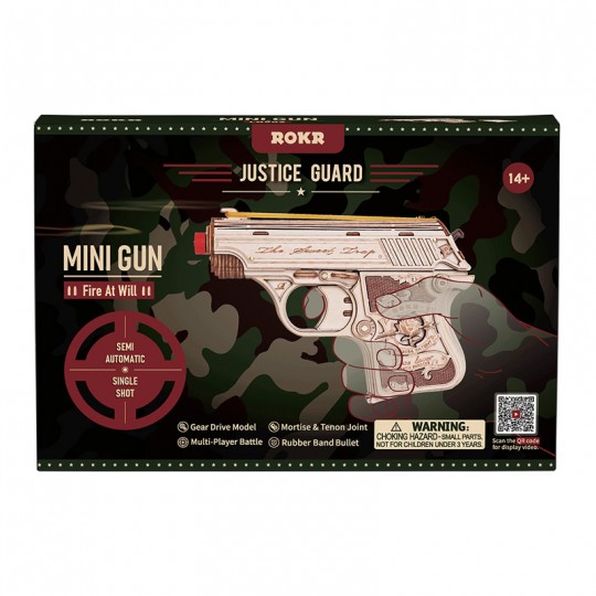 Mini Gun Justice Guard - Puzzle 3D Mécanique en bois Rokr Rokr - 1