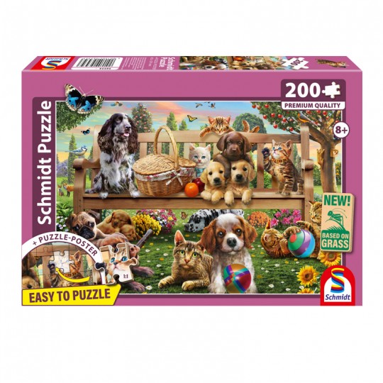 Puzzle 200 pcs Pique-nique dans le jardin pour chien et chat - Schmidt Schmidt - 1