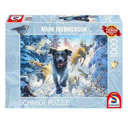 Puzzle 1000 pcs Labrador noir dans la neige - Schmidt Schmidt - 1