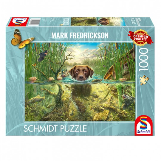 Puzzle 1000 pcs Labrador chocolat à la baignade - Schmidt Schmidt - 1