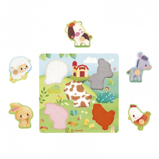 Puzzle tactile 5 pcs Ferme - Janod Janod - 1