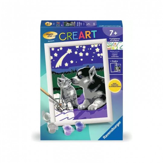 CreArt Kids 13x18cm : Chiot Husky et son compagnon le chaton - Ravensburger Ravensburger - 1