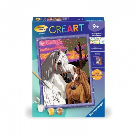 CreArt Kids 18x24cm : Chevaux au coucher de soleil - Ravensburger Ravensburger - 1