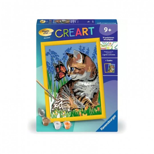 CreArt Kids 18x24cm : Chat et son compagnon papillon - Ravensburger Ravensburger - 1