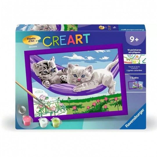 CreArt Kids 18x24cm : Chaton dans le hamac - Ravensburger Ravensburger - 1