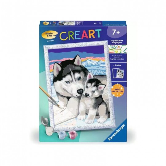CreArt Kids 18x24cm : Doux bisous de Husky - Ravensburger Ravensburger - 1
